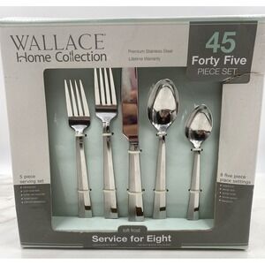 Wallace Stainless Steel Flatware Service for 8-45 piece Set Home Collection